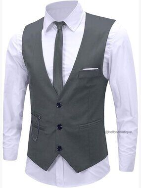 Men's Slim Fit Formal Vest Waistcoat Large Terylene Cotton Business Wear